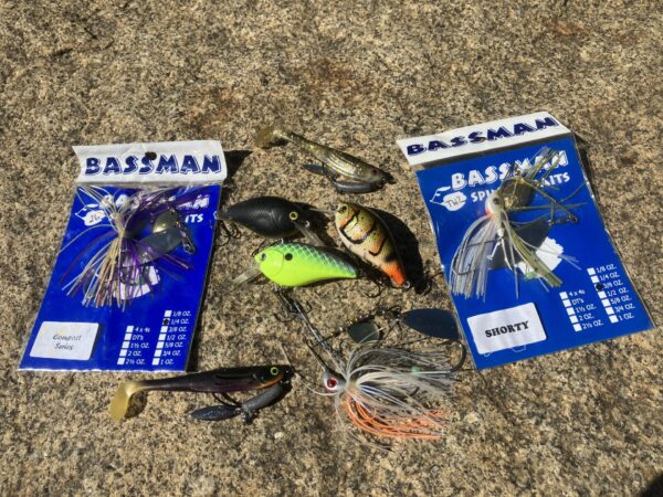 A variety of lures used for fishing for golden perch